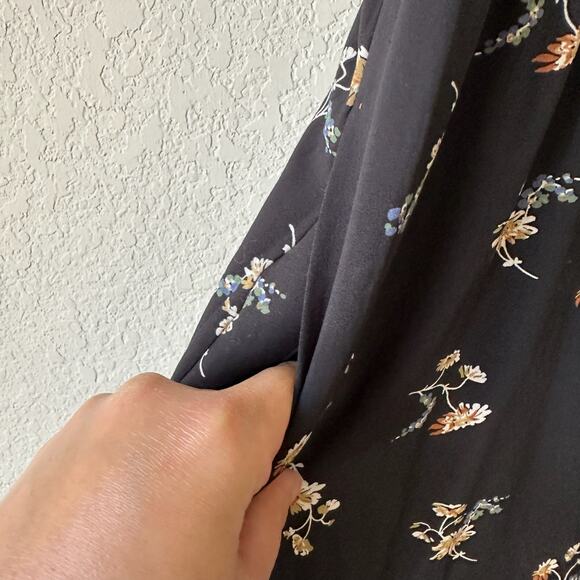 MADEWELL Button Front Day Romper Black Daisies V-Neck SS Boho Peasant - Picture 6 of 13